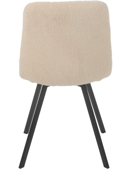 Chaise moderne en Tissu Blanc Bouclette Métal Noir Clarck - 4