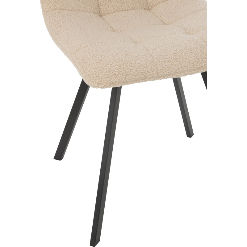 Chaise moderne en Tissu Blanc Bouclette Métal Noir Clarck - 5