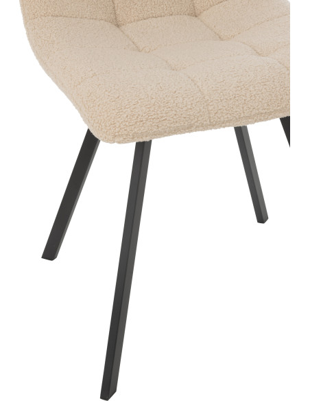 Chaise moderne en Tissu Blanc Bouclette Métal Noir Clarck - 5