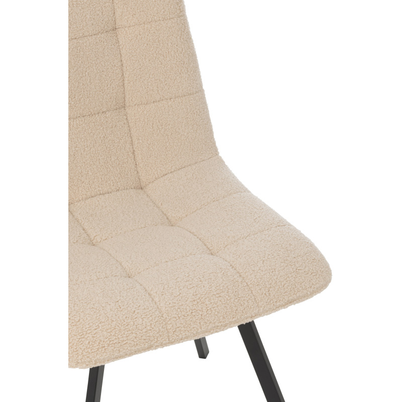 Chaise moderne en Tissu Blanc Bouclette Métal Noir Clarck - 6
