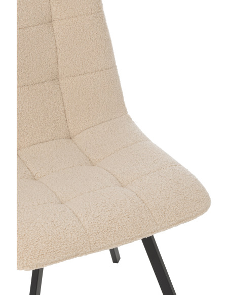 Chaise moderne en Tissu Blanc Bouclette Métal Noir Clarck - 6