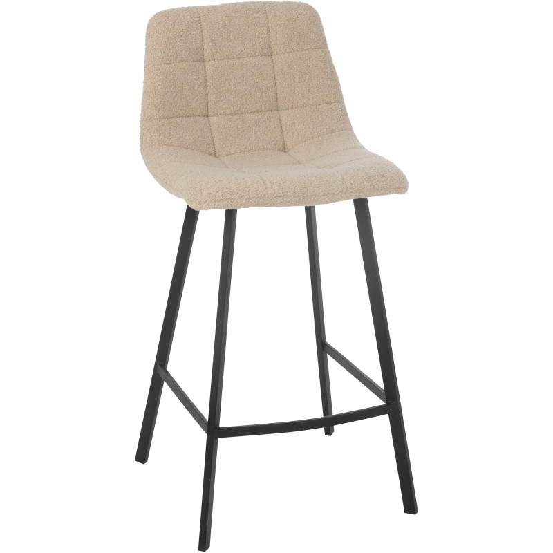Tabouret de bar moderne en Tissu Blanc Bouclette Métal Noir Clarck - 1