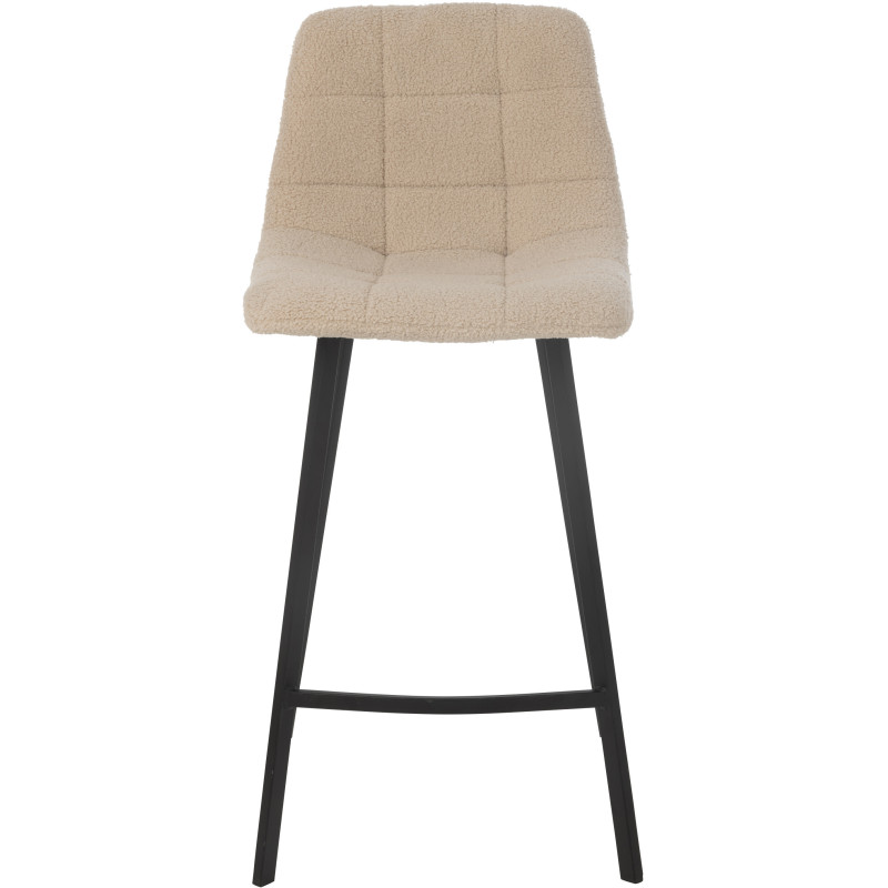 Tabouret de bar moderne en Tissu Blanc Bouclette Métal Noir Clarck - 2