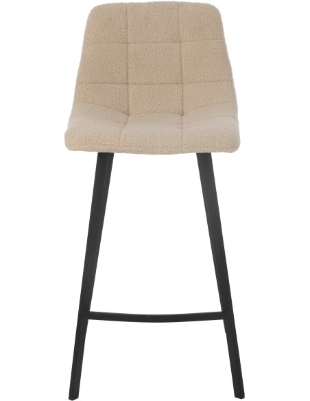 Tabouret de bar moderne en Tissu Blanc Bouclette Métal Noir Clarck - 2