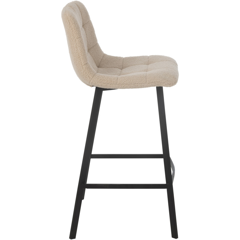 Tabouret de bar moderne en Tissu Blanc Bouclette Métal Noir Clarck - 3