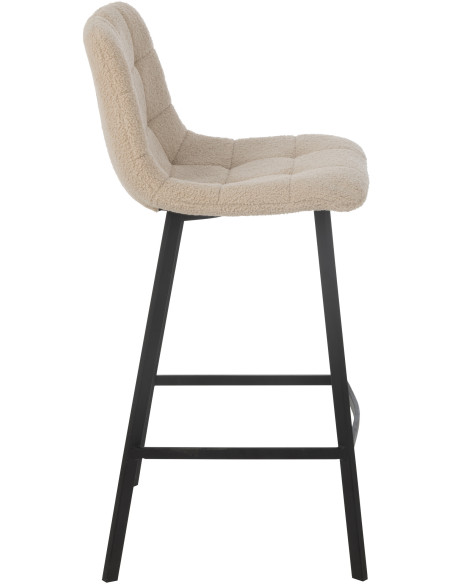 Tabouret de bar moderne en Tissu Blanc Bouclette Métal Noir Clarck - 3