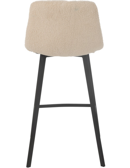 Tabouret de bar moderne en Tissu Blanc Bouclette Métal Noir Clarck - 4