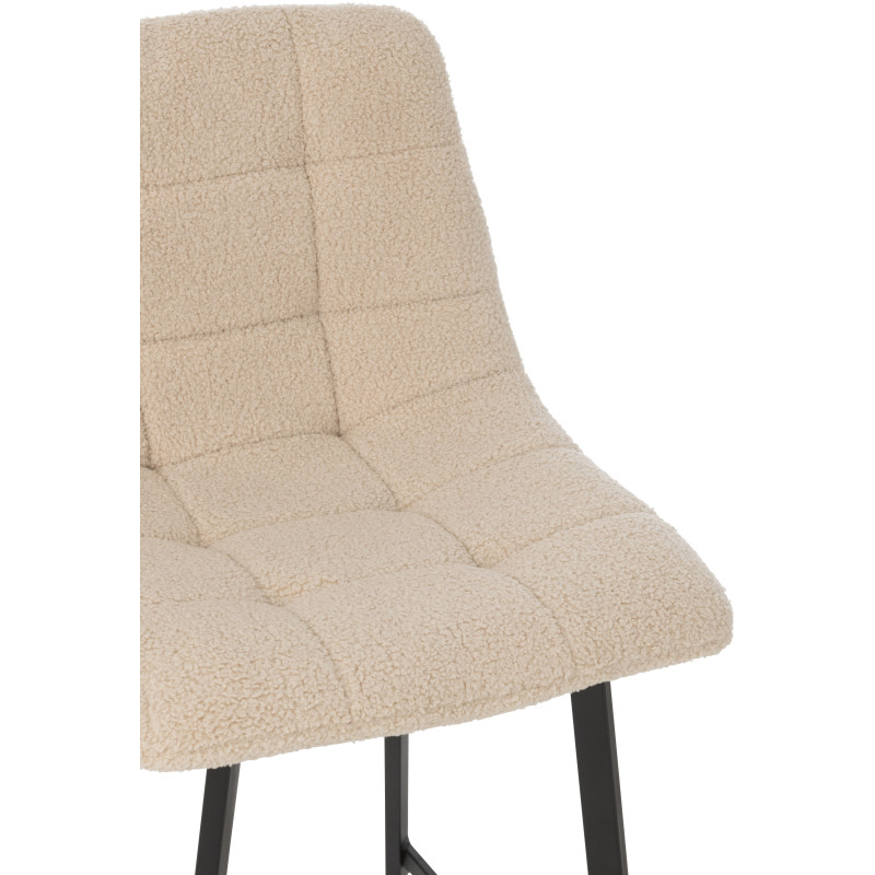 Tabouret de bar moderne en Tissu Blanc Bouclette Métal Noir Clarck - 6
