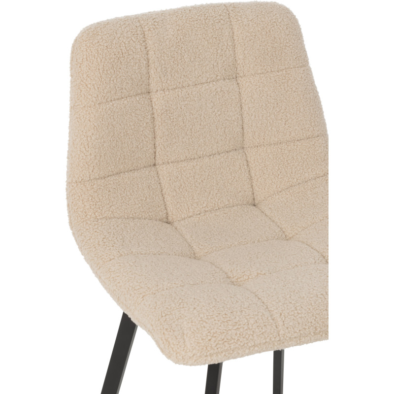 Tabouret de bar moderne en Tissu Blanc Bouclette Métal Noir Clarck - 7