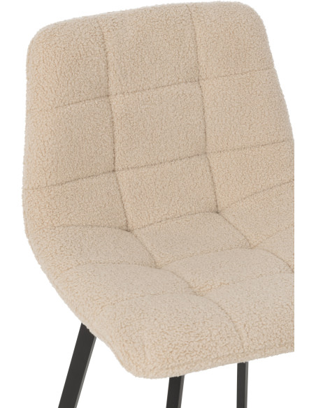 Tabouret de bar moderne en Tissu Blanc Bouclette Métal Noir Clarck - 7