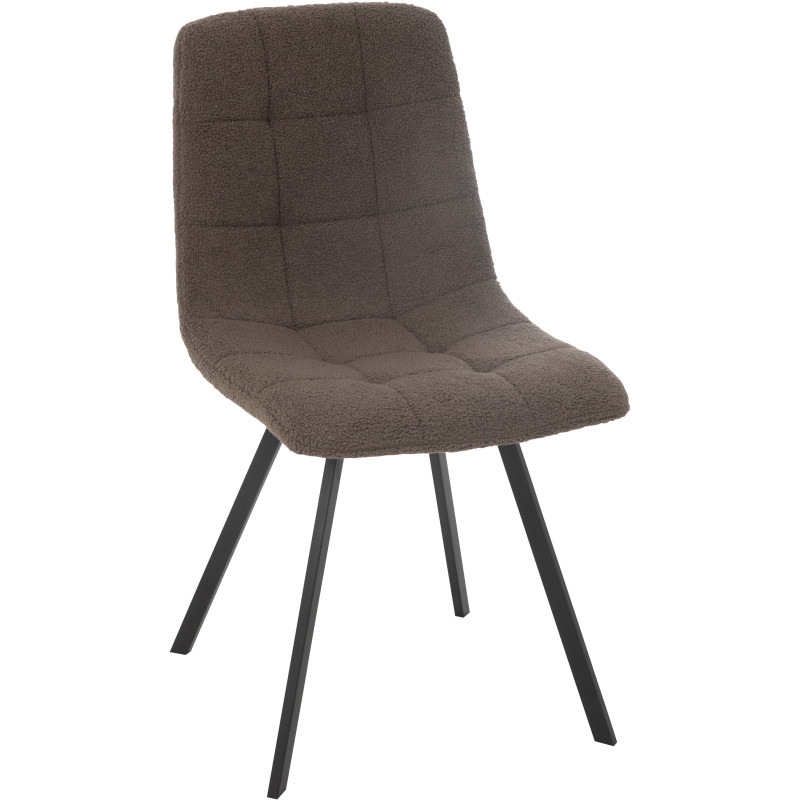 Chaise moderne en Tissu Marron Bouclette Métal Noir Clarck - 1