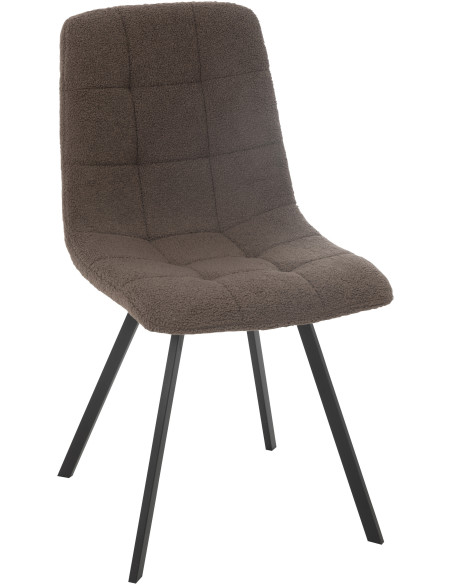 Chaise moderne en Tissu Marron Bouclette Métal Noir Clarck - 1