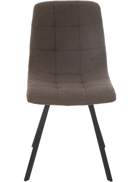 Chaise moderne en Tissu Marron Bouclette Métal Noir Clarck - 2