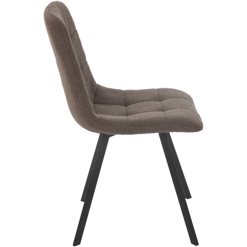 Chaise moderne en Tissu Marron Bouclette Métal Noir Clarck - 3