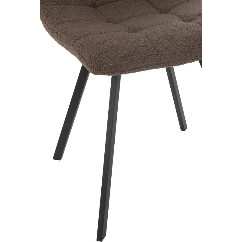Chaise moderne en Tissu Marron Bouclette Métal Noir Clarck - 5