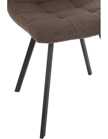 Chaise moderne en Tissu Marron Bouclette Métal Noir Clarck - 5