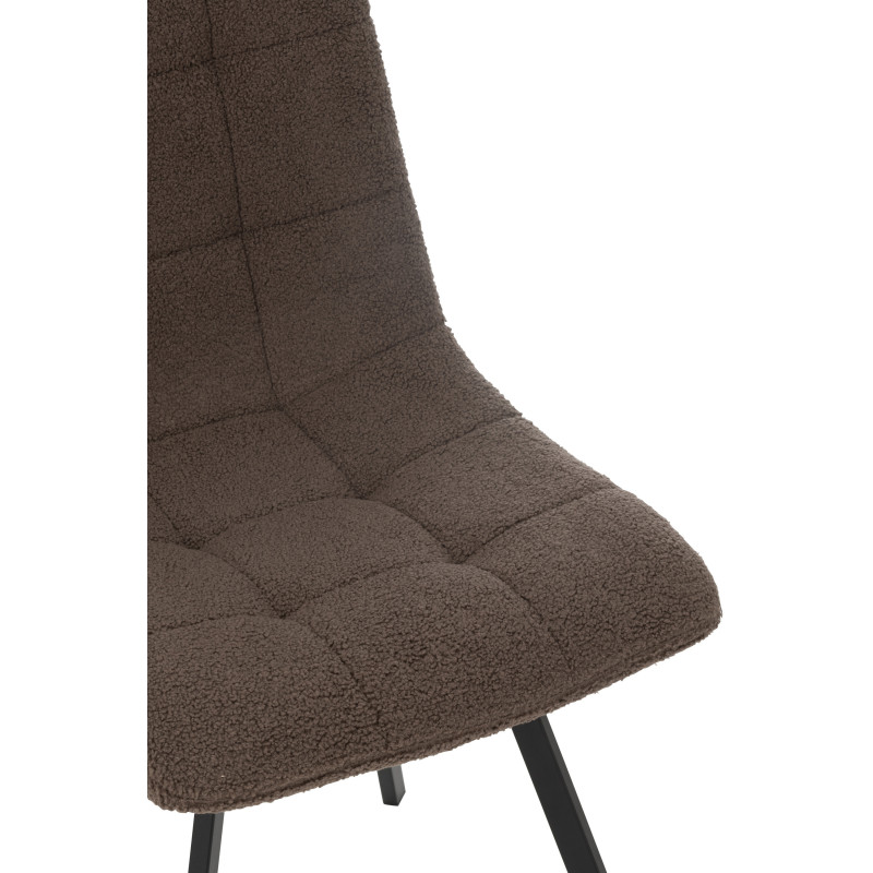 Chaise moderne en Tissu Marron Bouclette Métal Noir Clarck - 6