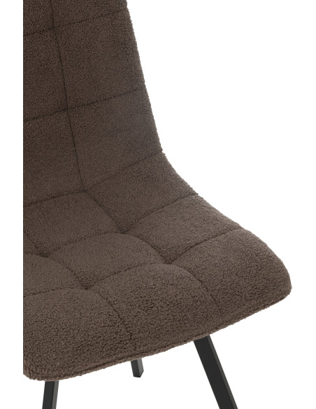 Chaise moderne en Tissu Marron Bouclette Métal Noir Clarck - 6