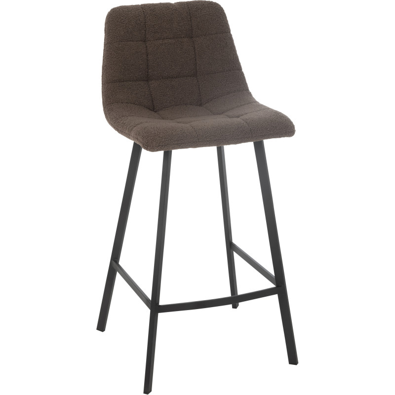 Tabouret de bar moderne en Tissu Marron Bouclette Métal Noir Clarck - 1