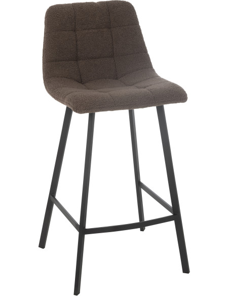 Tabouret de bar moderne en Tissu Marron Bouclette Métal Noir Clarck - 1