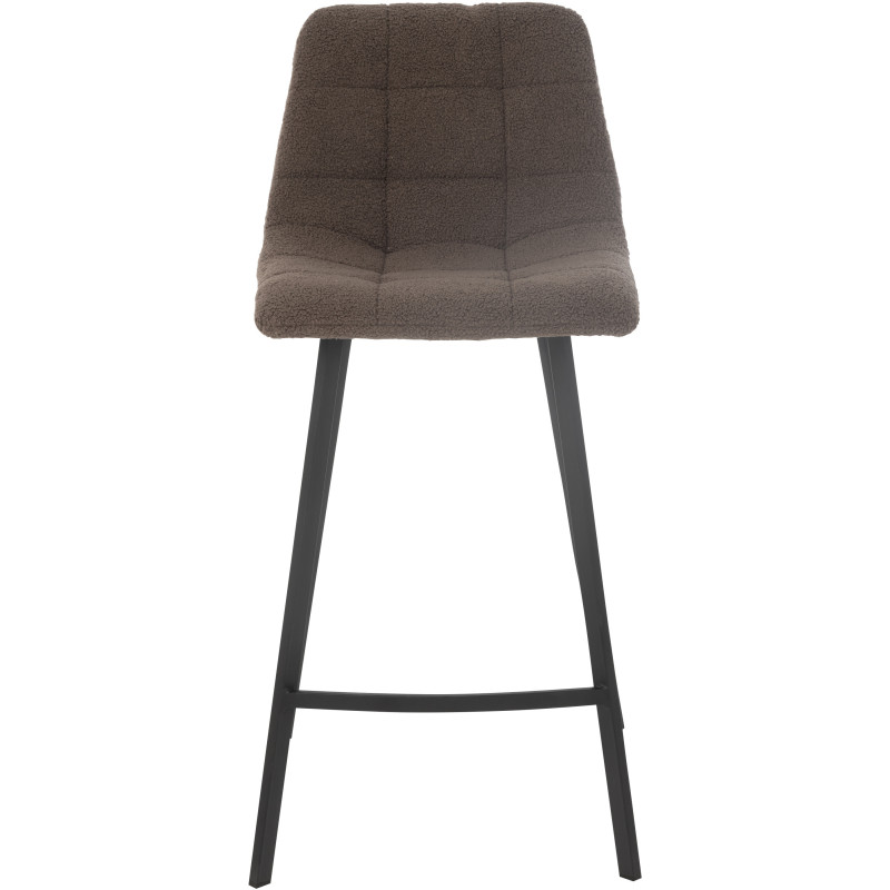 Tabouret de bar moderne en Tissu Marron Bouclette Métal Noir Clarck - 2