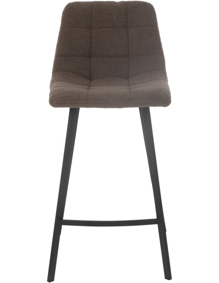 Tabouret de bar moderne en Tissu Marron Bouclette Métal Noir Clarck - 2
