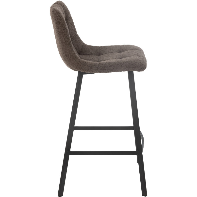 Tabouret de bar moderne en Tissu Marron Bouclette Métal Noir Clarck - 3