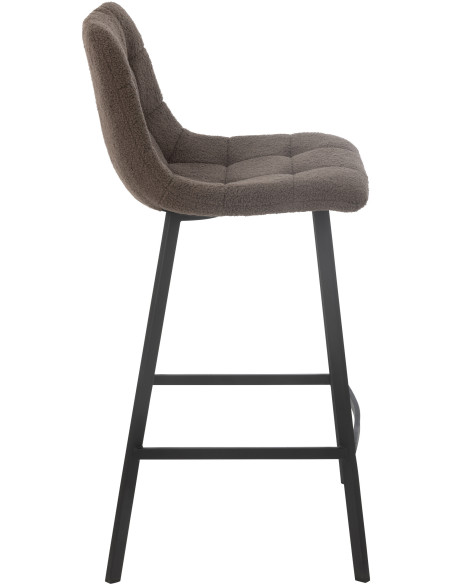 Tabouret de bar moderne en Tissu Marron Bouclette Métal Noir Clarck - 3