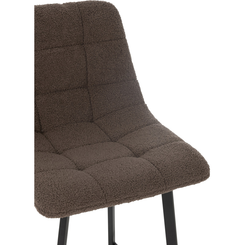 Tabouret de bar moderne en Tissu Marron Bouclette Métal Noir Clarck - 6