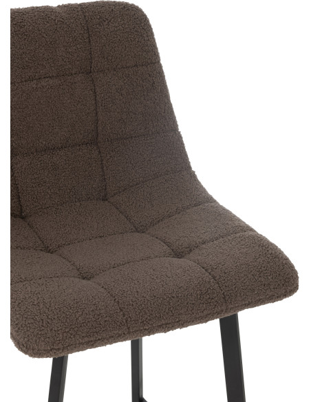 Tabouret de bar moderne en Tissu Marron Bouclette Métal Noir Clarck - 6