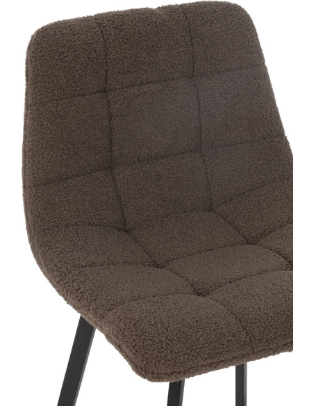 Tabouret de bar moderne en Tissu Marron Bouclette Métal Noir Clarck - 7