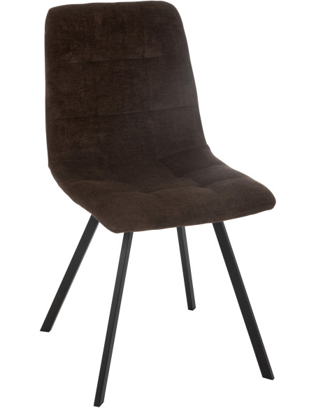 Chaise moderne en Tissu Marron Métal Noir Kent - 1