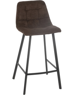 Tabouret de bar moderne en Tissu Marron Métal Noir Kent - 1