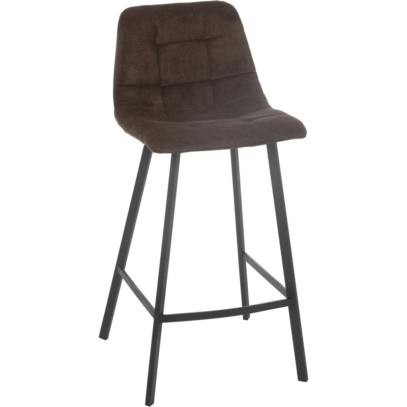 Tabouret de bar moderne en Tissu Marron Métal Noir Kent - 1