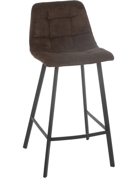 Tabouret de bar moderne en Tissu Marron Métal Noir Kent - 1