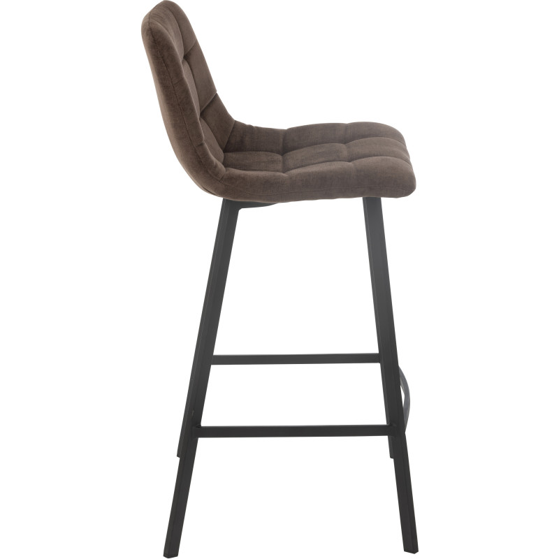 Tabouret de bar moderne en Tissu Marron Métal Noir Kent - 3