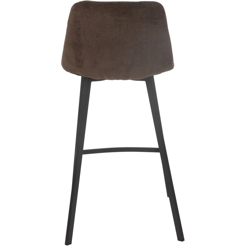 Tabouret de bar moderne en Tissu Marron Métal Noir Kent - 4