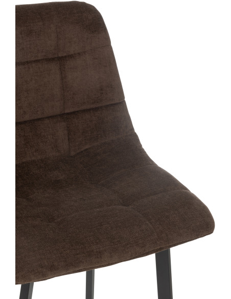 Tabouret de bar moderne en Tissu Marron Métal Noir Kent - 6