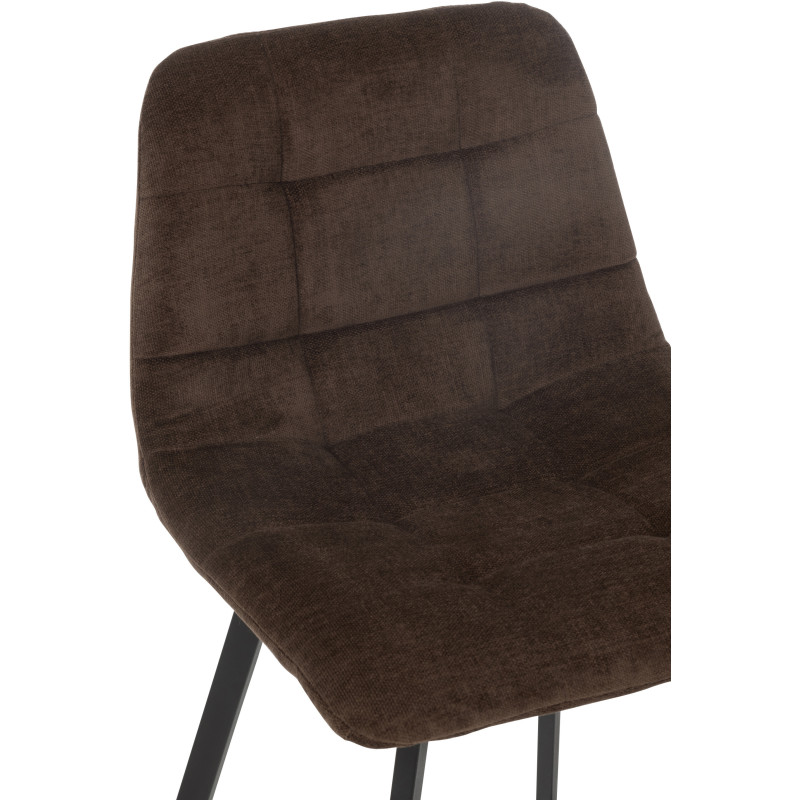 Tabouret de bar moderne en Tissu Marron Métal Noir Kent - 7
