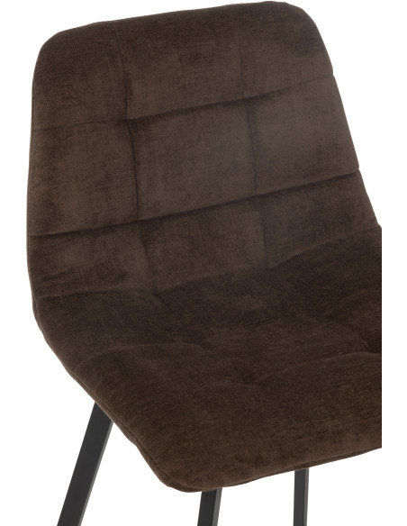 Tabouret de bar moderne en Tissu Marron Métal Noir Kent - 7