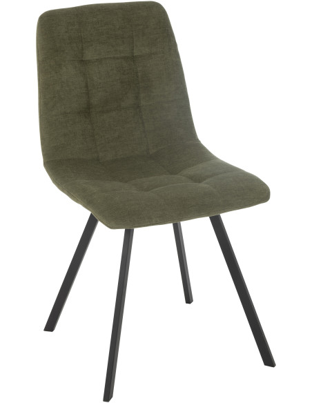 Chaise moderne en Tissu Vert Métal Noir Kent - 1