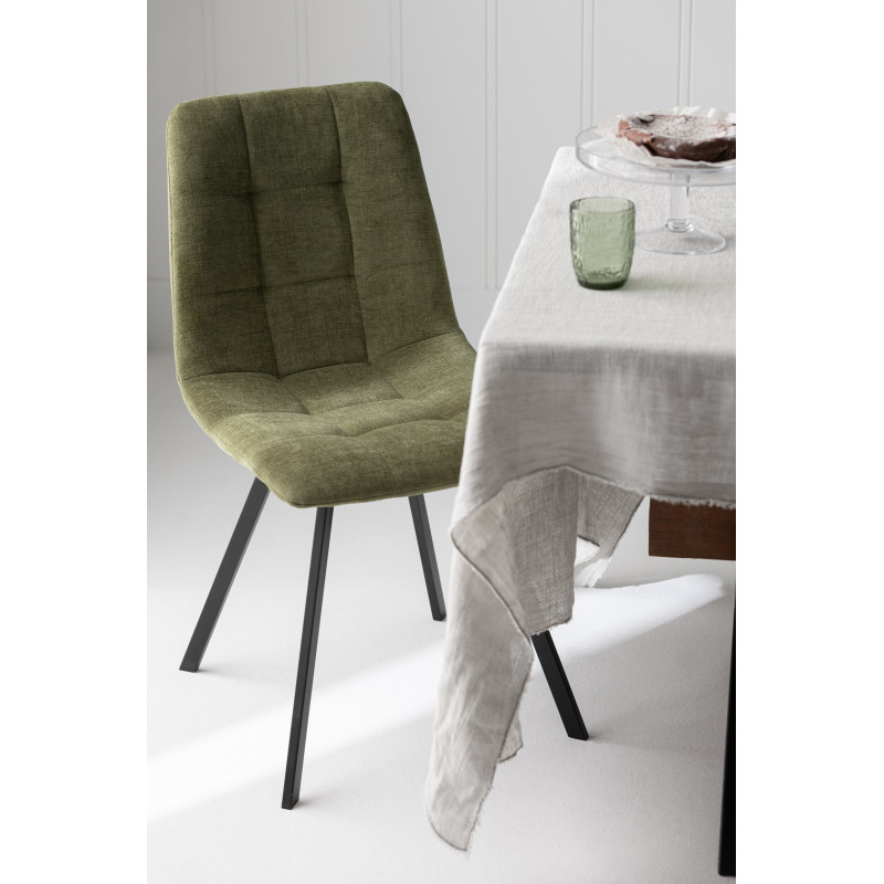 Chaise moderne en Tissu Vert Métal Noir Kent - 2