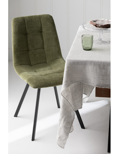 Chaise moderne en Tissu Vert Métal Noir Kent - 2