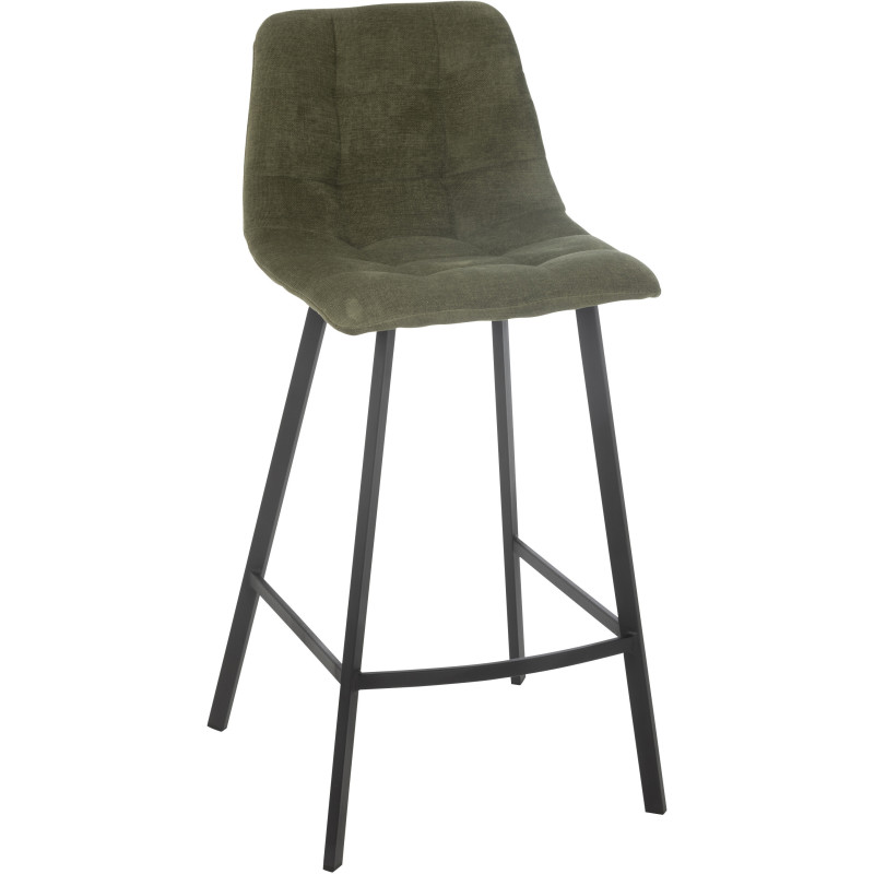 Tabouret de bar moderne en Tissu Vert Métal Noir Kent - 1