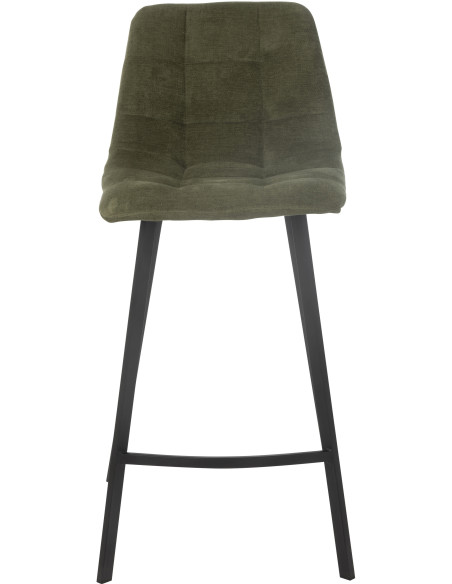 Tabouret de bar moderne en Tissu Vert Métal Noir Kent - 2