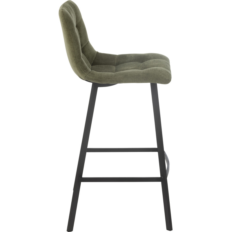 Tabouret de bar moderne en Tissu Vert Métal Noir Kent - 3