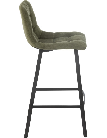 Tabouret de bar moderne en Tissu Vert Métal Noir Kent - 3