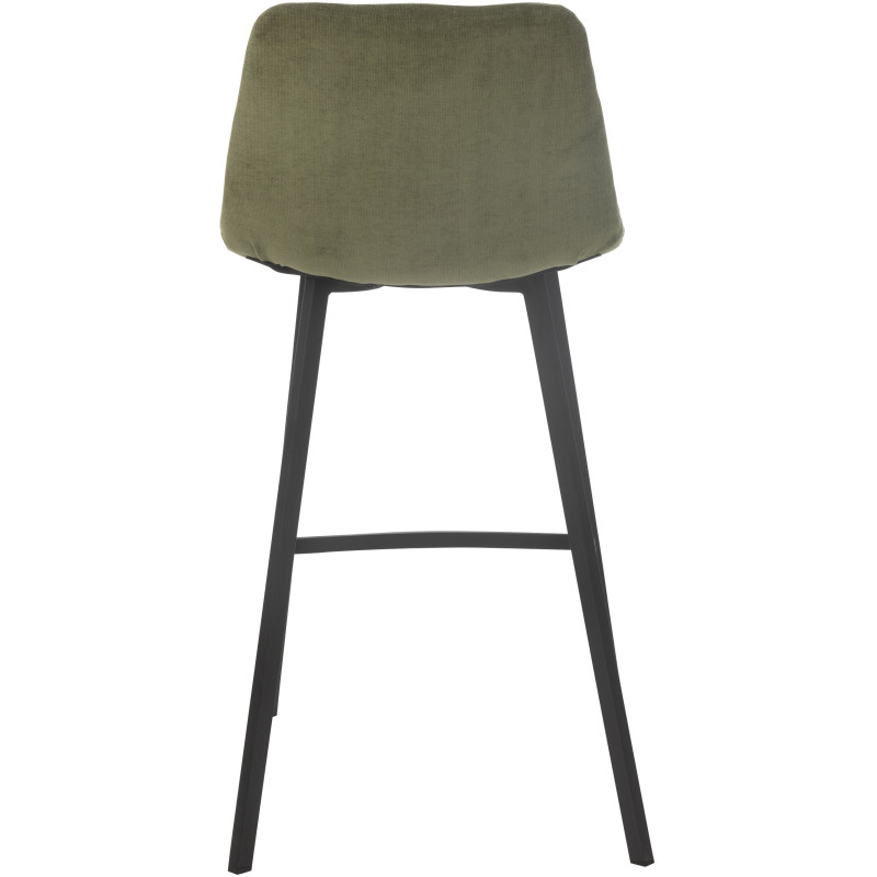Tabouret de bar moderne en Tissu Vert Métal Noir Kent - 4