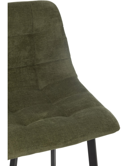 Tabouret de bar moderne en Tissu Vert Métal Noir Kent - 6