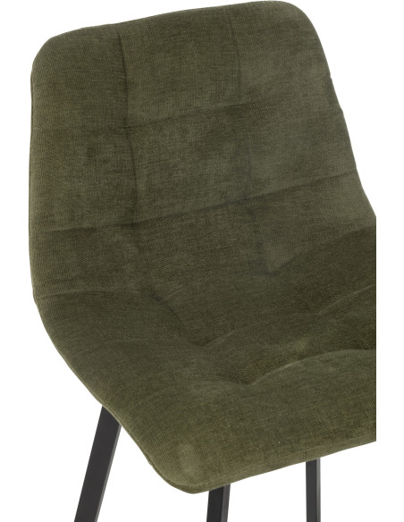 Tabouret de bar moderne en Tissu Vert Métal Noir Kent - 7